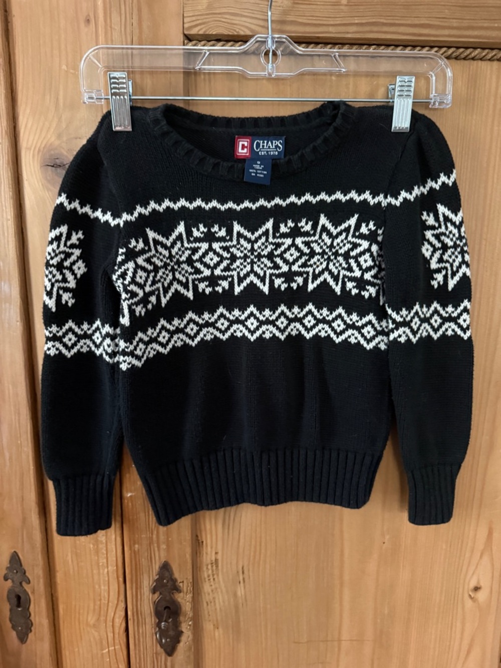 Chaps vintage Black & White cotton Fair Isle Crewneck